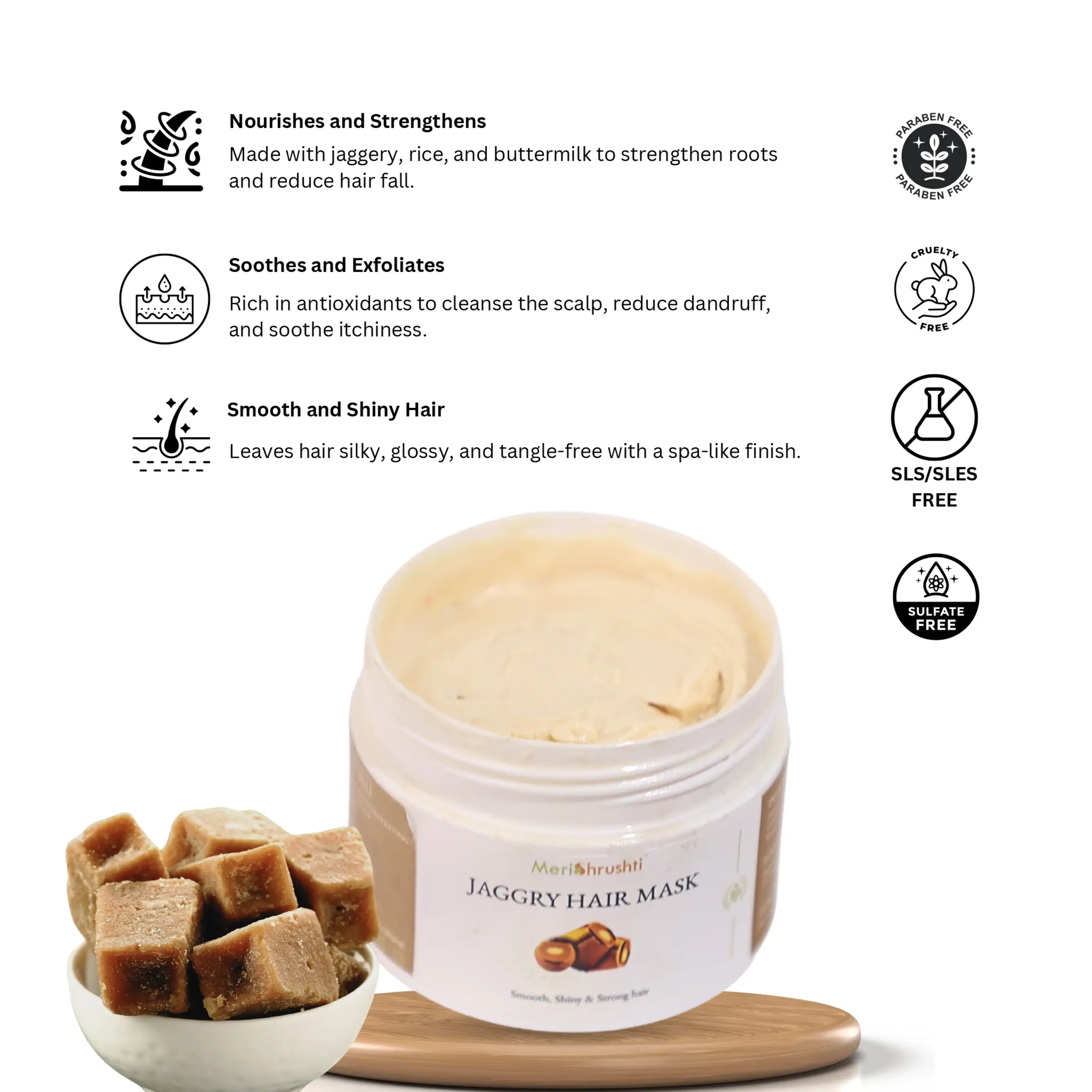 Meri Shrushti Jaggery Root Condition & Repair Hair Mask - 100% Natural Ingredients